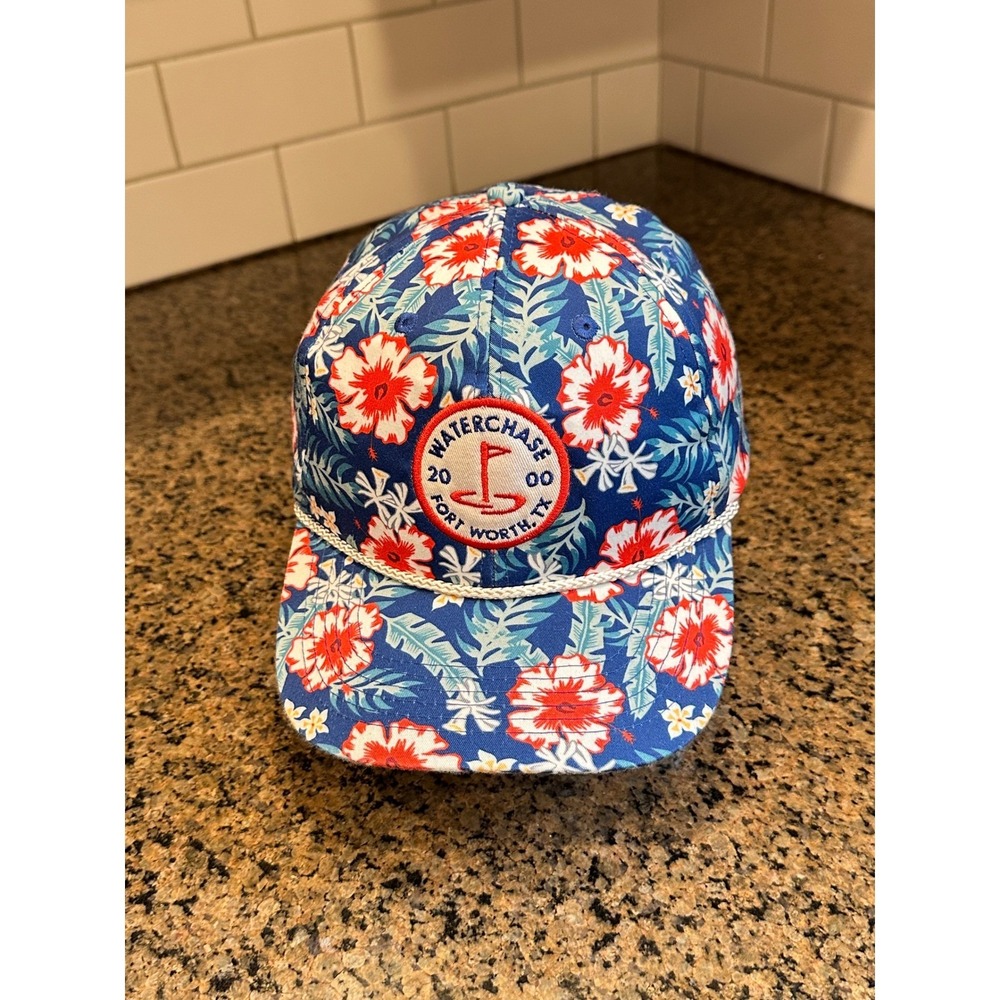 Waterchase Ahead Rope Hat Snapback Mens OSFM Blue Floral Cotton